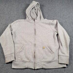 Carhartt Hoodie Womens Large Gray Clarksburg Fleece Lined Full Zip Sweatshirt